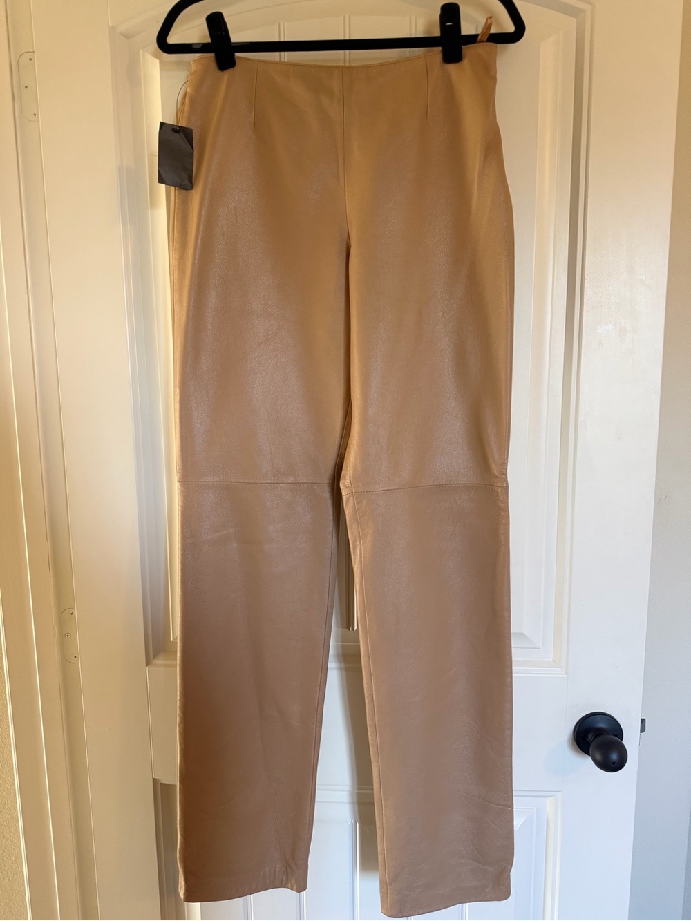 Tan Genuine Leather Pants - Classic Straight Leg